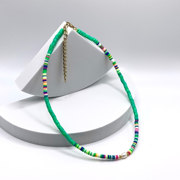 NEW….. Heishi Beaded with Genuine Freshwater Pearl Necklace - Picture 9 of 13